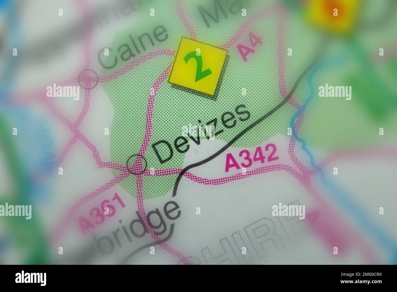 Devizes, United Kingdom atlas map town name - tilt-shift Stock Photo ...