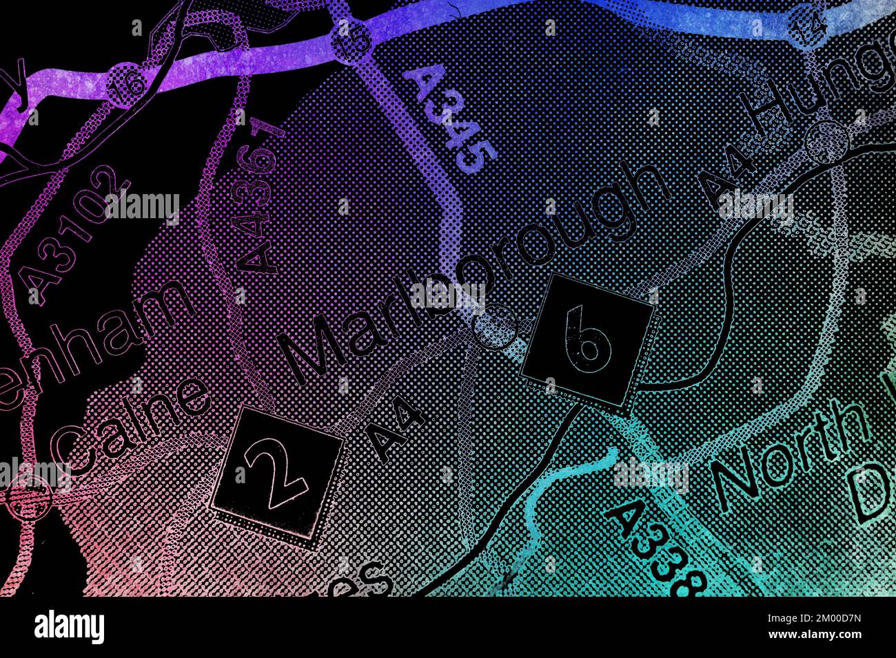 Marlborough, United Kingdom atlas map town name watercolour Stock Photo Alamy