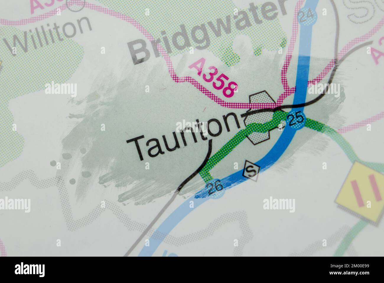 Taunton, United Kingdom atlas map town name paint Stock Photo Alamy