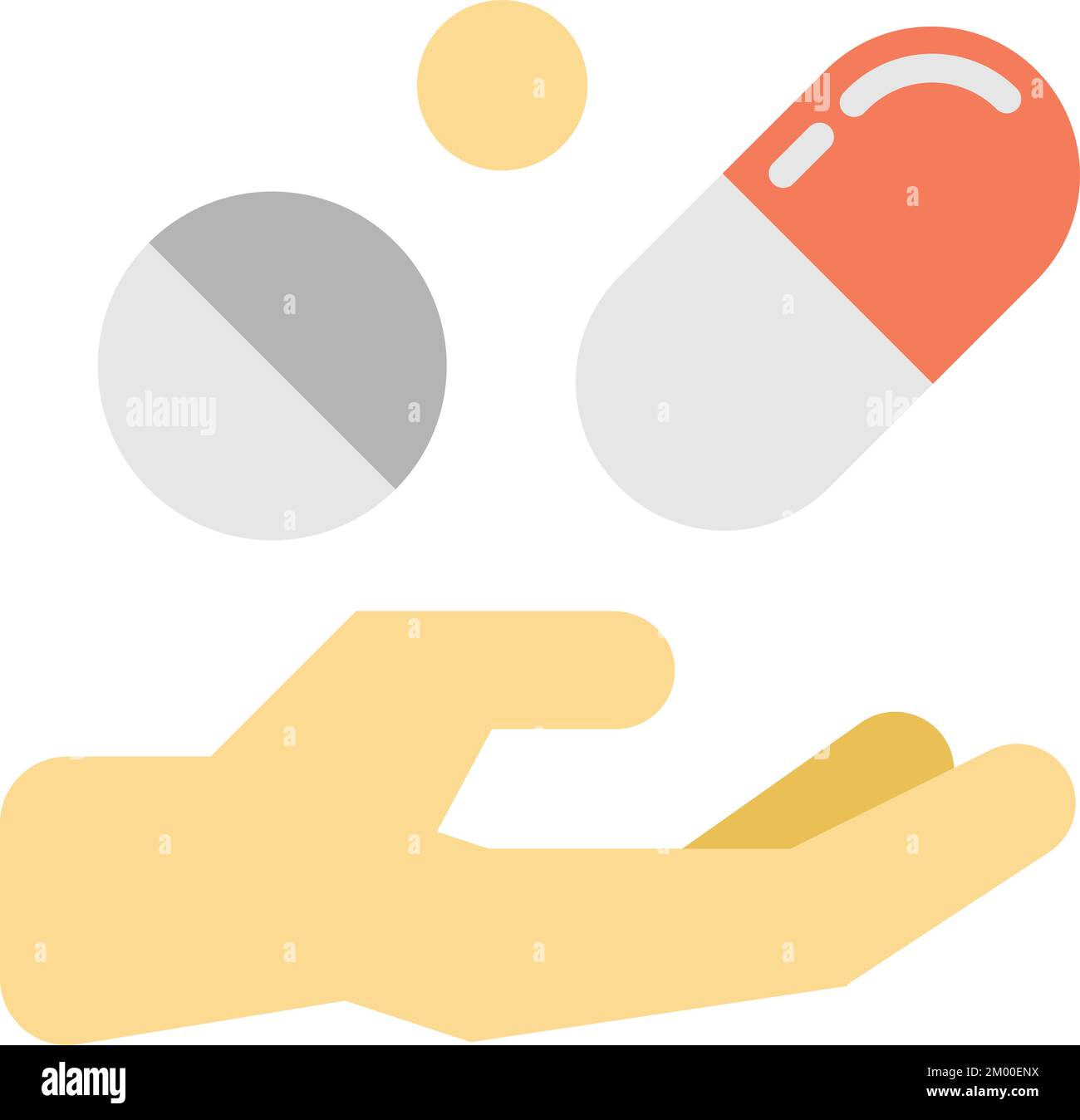 pills and hands illustration in minimal style isolated on background Stock Vector