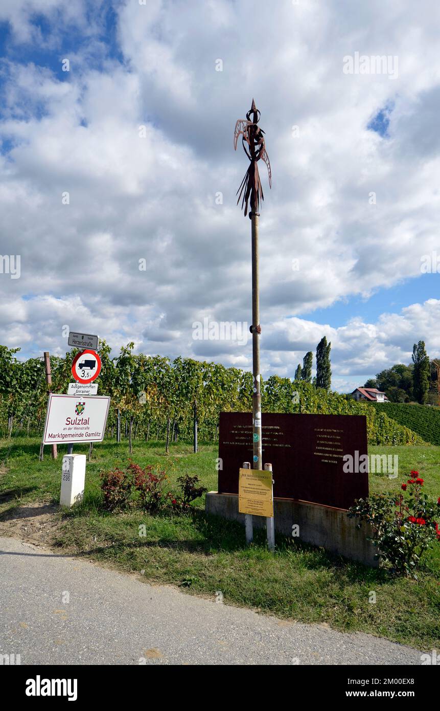 Sulztal, Austria - September 21, 2022: sculpture called the Bird of Liberty mounted on a former border beam between Austria and Slovenia, located on t Stock Photo