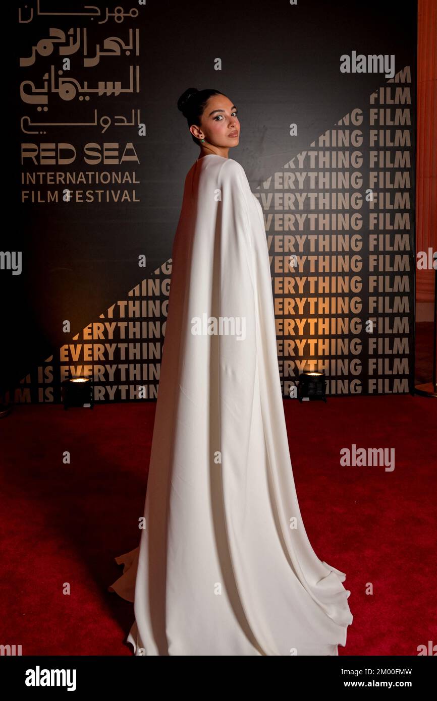 Egyptian actress Salma Abu Deif walks the red carpet as she arrives to