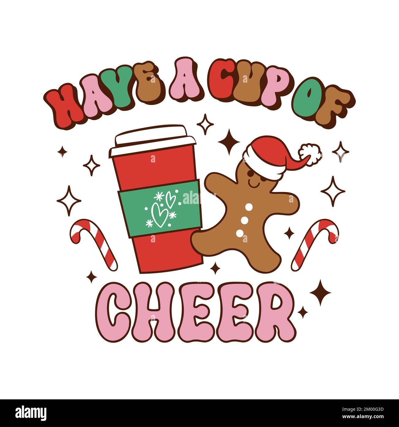 Merry Christmas retro baking quotes. Vector illustration Stock Vector