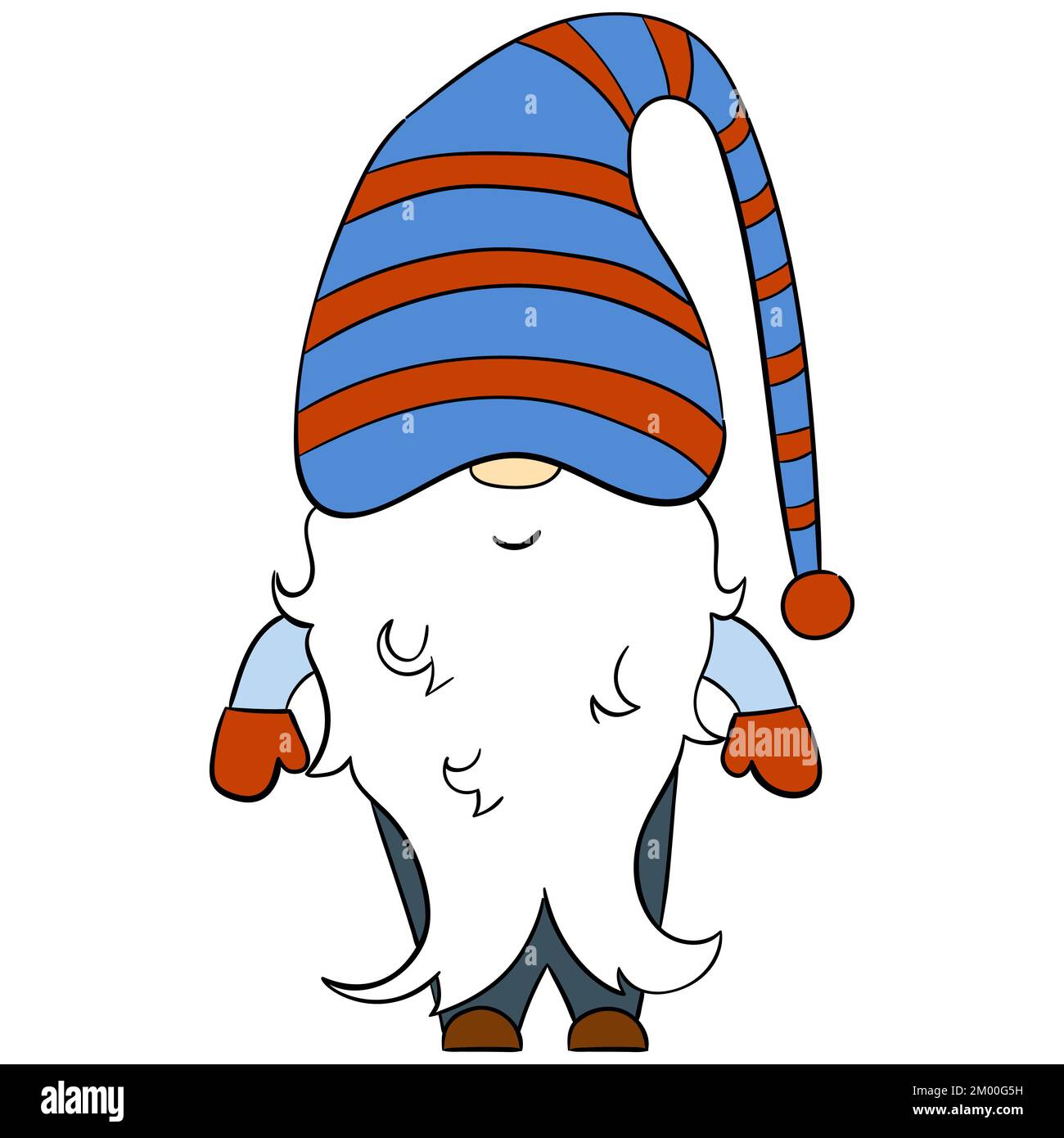 Cartoon Christmas gnome. Vector illustration of cute dwarfs on a white ...