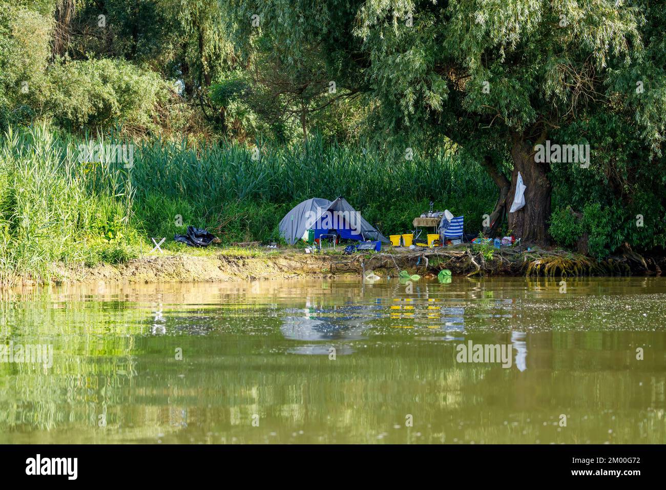 Wild camping in the danube delta Stock Photo - Alamy