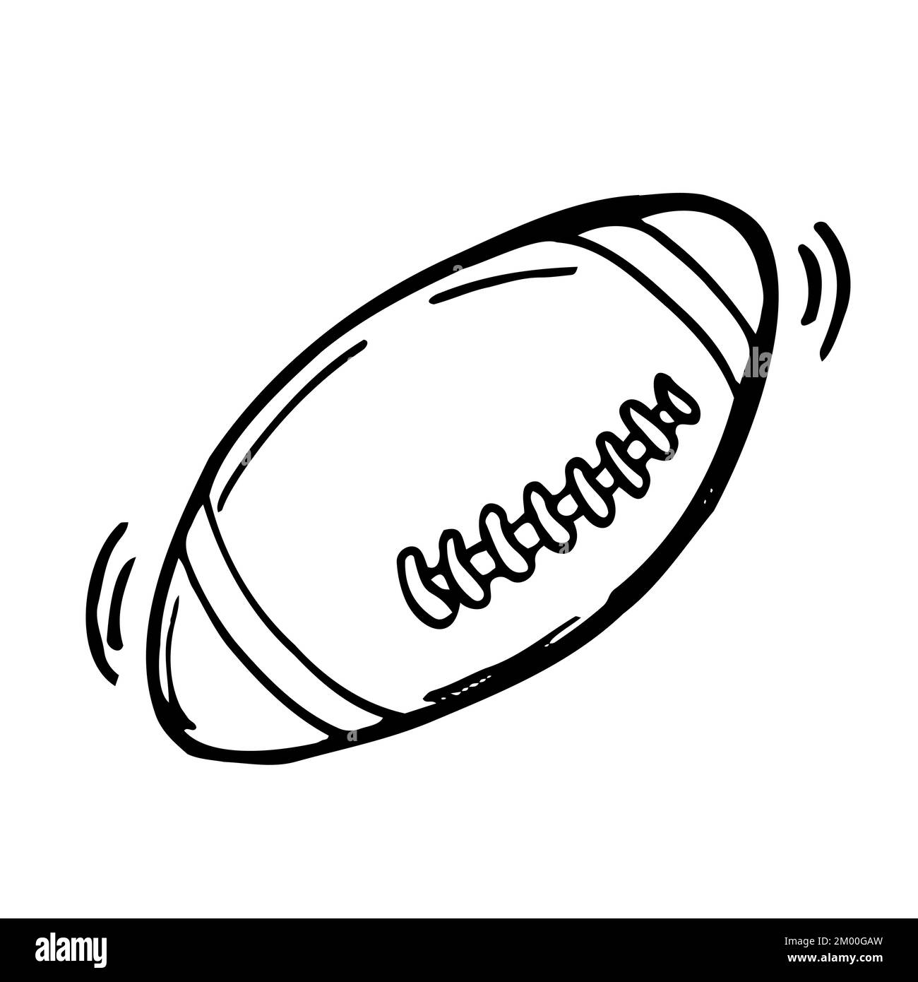 Doodle rugby ball sketch. American Football ball line vector. Isolated Stock Vector
