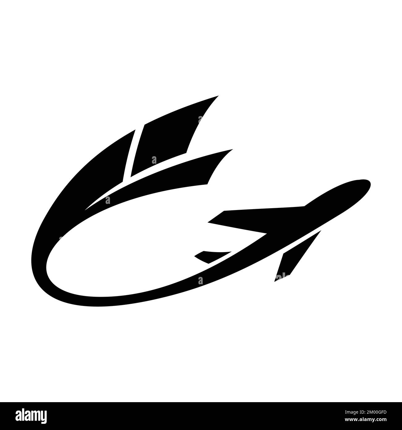 Illustration of Airplane with a Long Black Tail isolated on a White