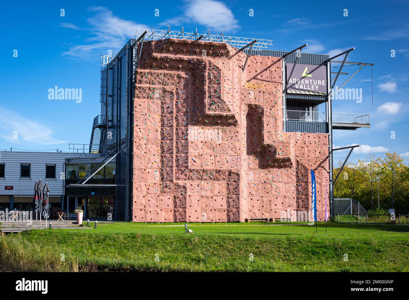 Huge climbing wall for practising climbing skills Stock Photo Alamy