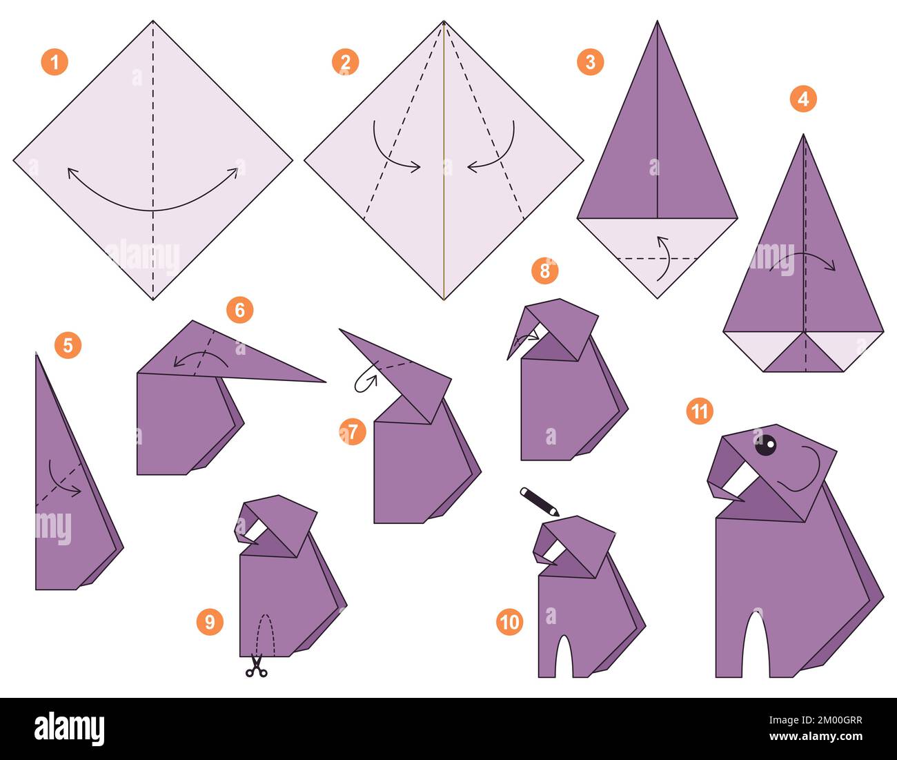 Elephant origami outline Cut Out Stock Images & Pictures - Alamy