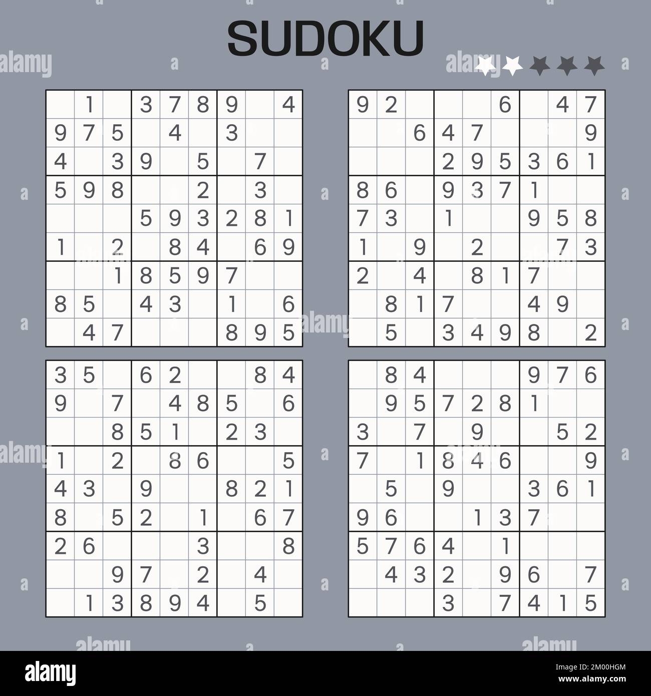Set of Vector Sudoku puzzles. Easy level.  Stock Vector