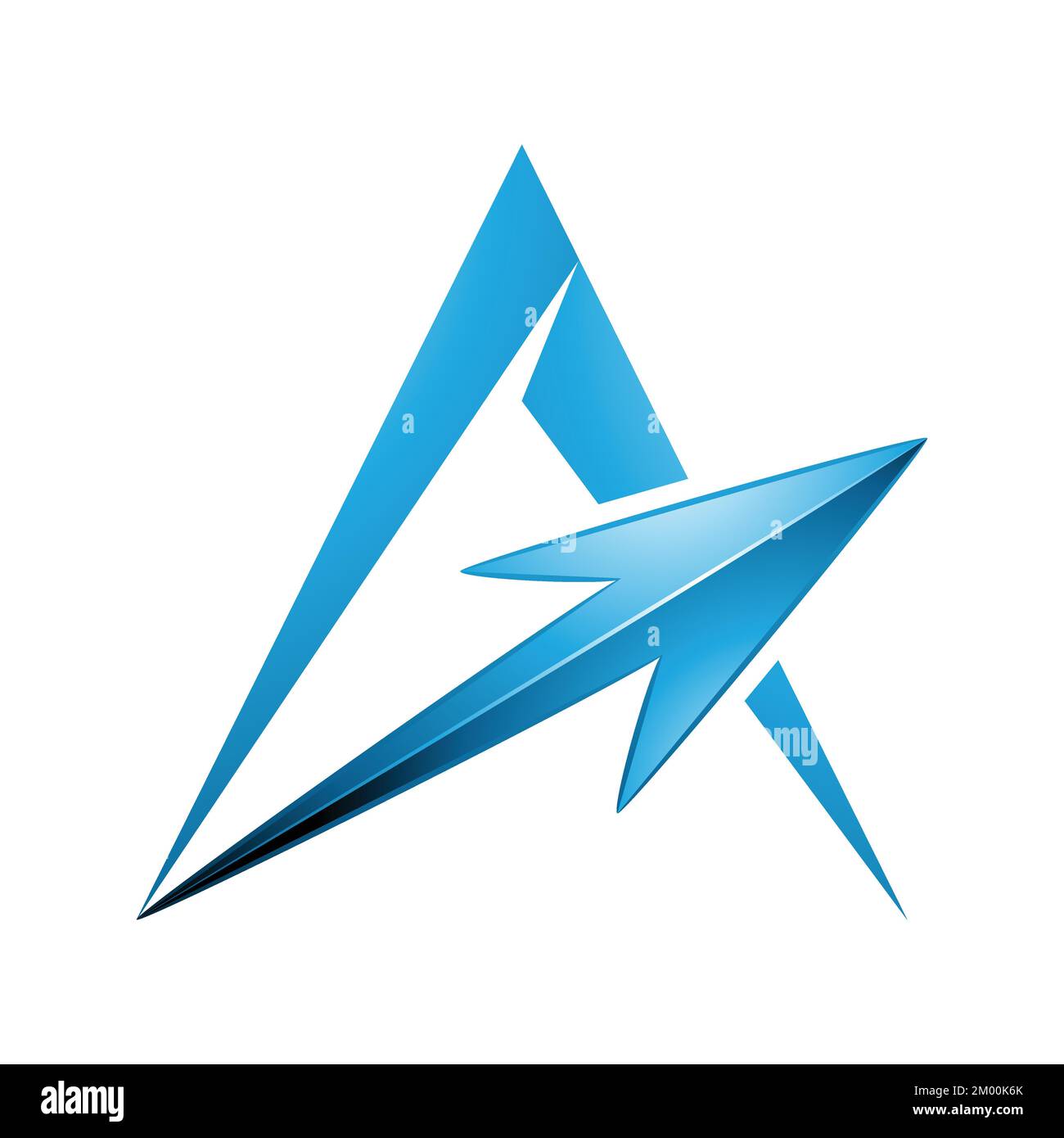 Illustration of Spiky Triangular Letter A with a Blue Arrow isolated on ...