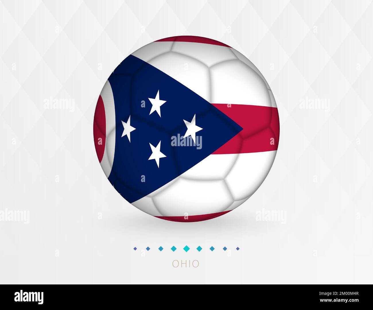 Football ball with Ohio flag pattern, soccer ball with flag of Ohio
