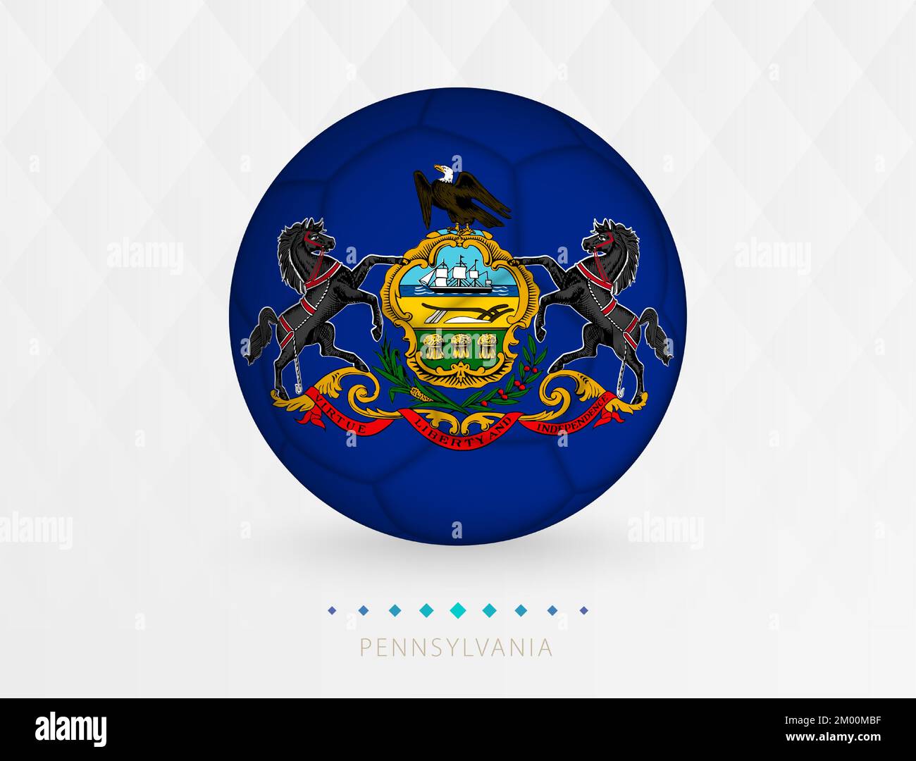 Football ball with Pennsylvania flag pattern, soccer ball with flag of