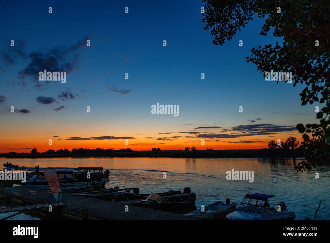 Sunset in the Danube Delta at Mila 23 Romania Stock Photo