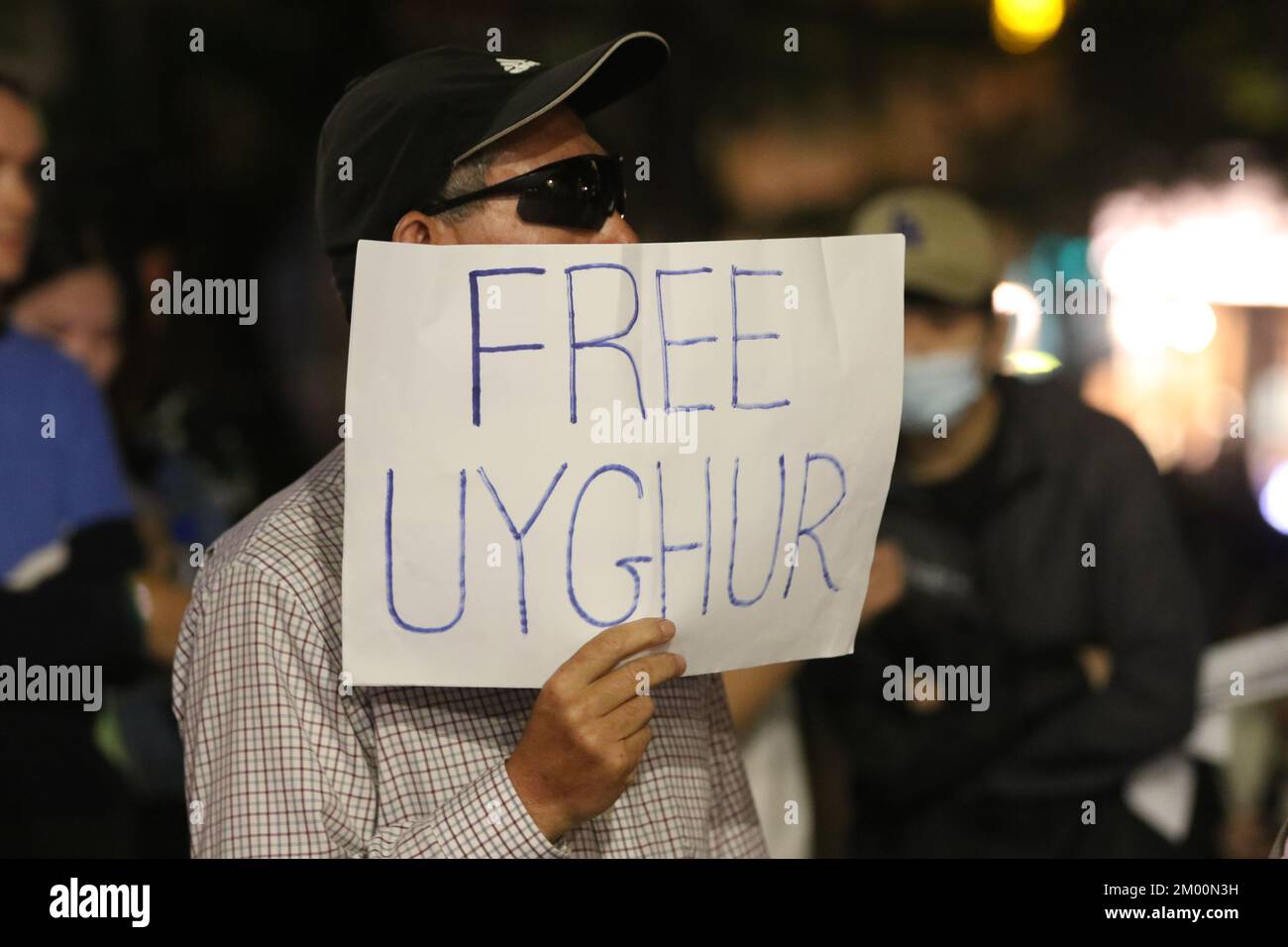 Sydney, Australia. 3rd December 2022. Protesters gathered next to Sydney Town Hall again following the deadly fire on 24th November in a high-rise building in the Xinjiang capital of Urumqi, which killed 10 people to protest for freedom in China and against the CCP. Credit: Richard Milnes/Alamy Live News Stock Photo