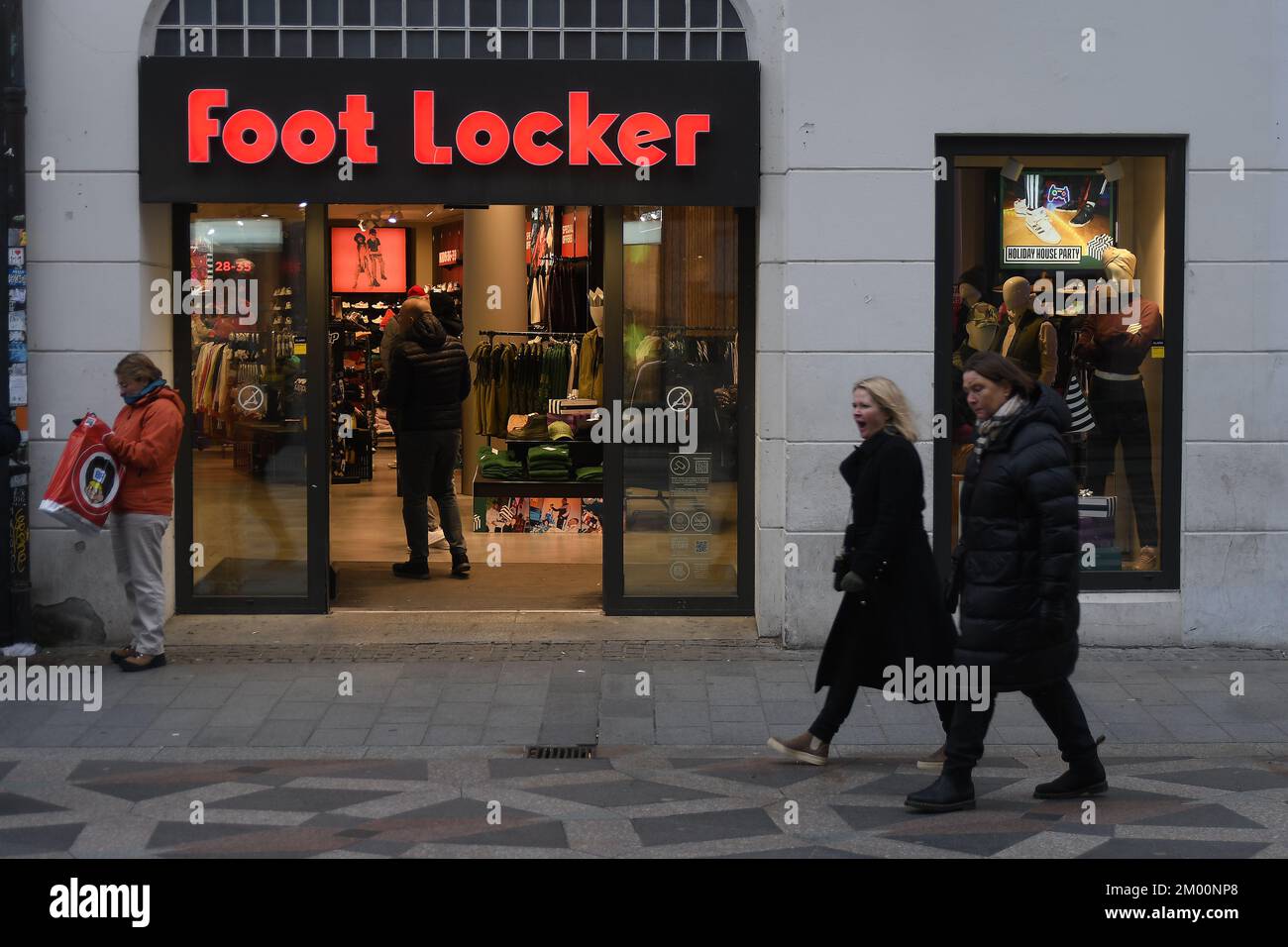 Copenhagen/Denmark/03 December 2022/Foot locker store on stroeget in