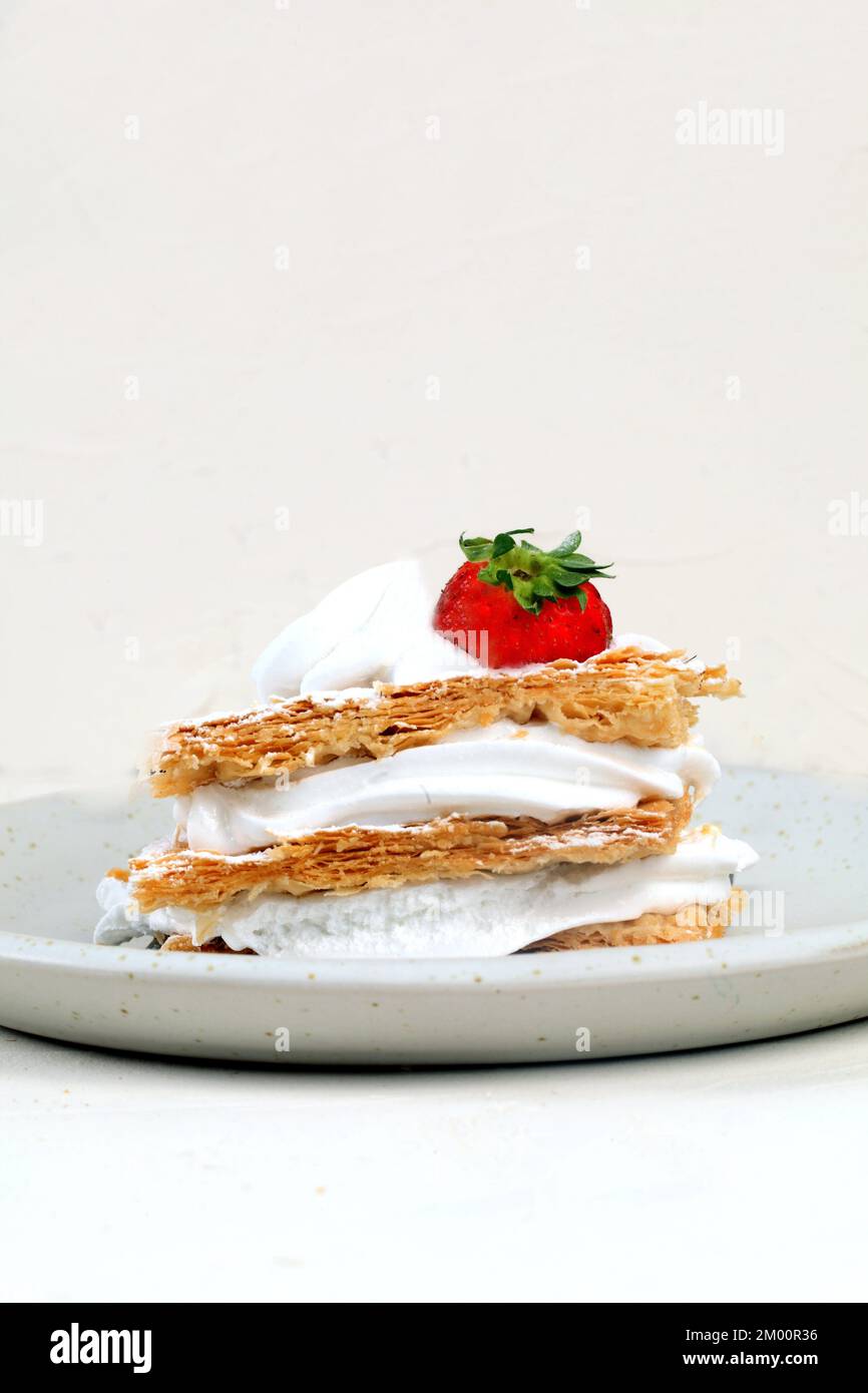 Puff pastry cake with meringue Stock Photo Alamy