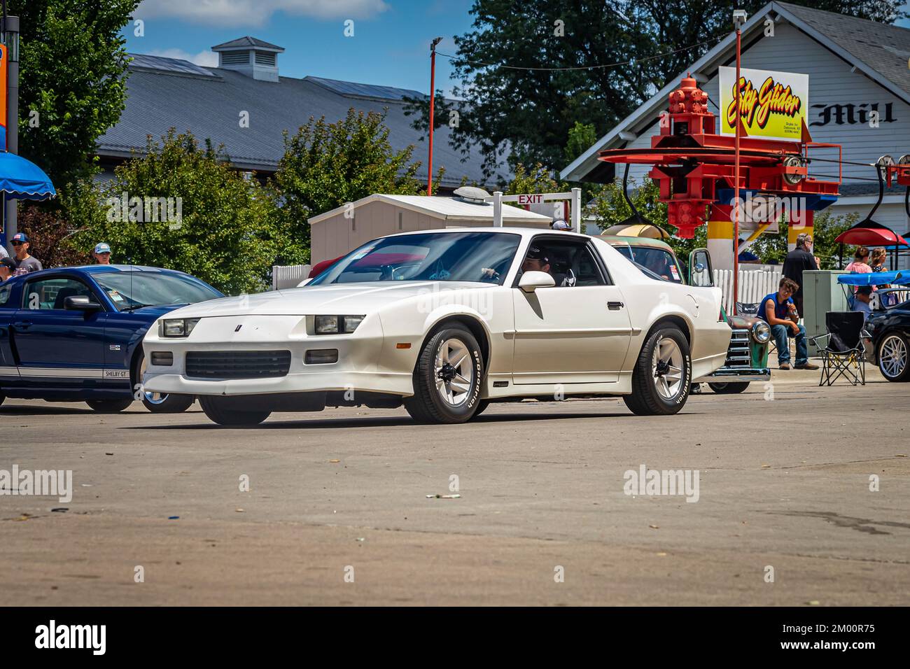 Des Moines, IA - July 03, 2022: Wide angle front corner view of a 1990 Chevrolet Camaro RS Coupe at a local car show. Stock Photo