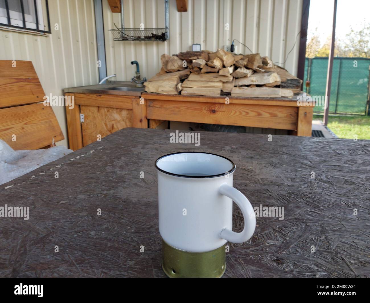 Can fire burner and the survival candle Stock Photo Alamy