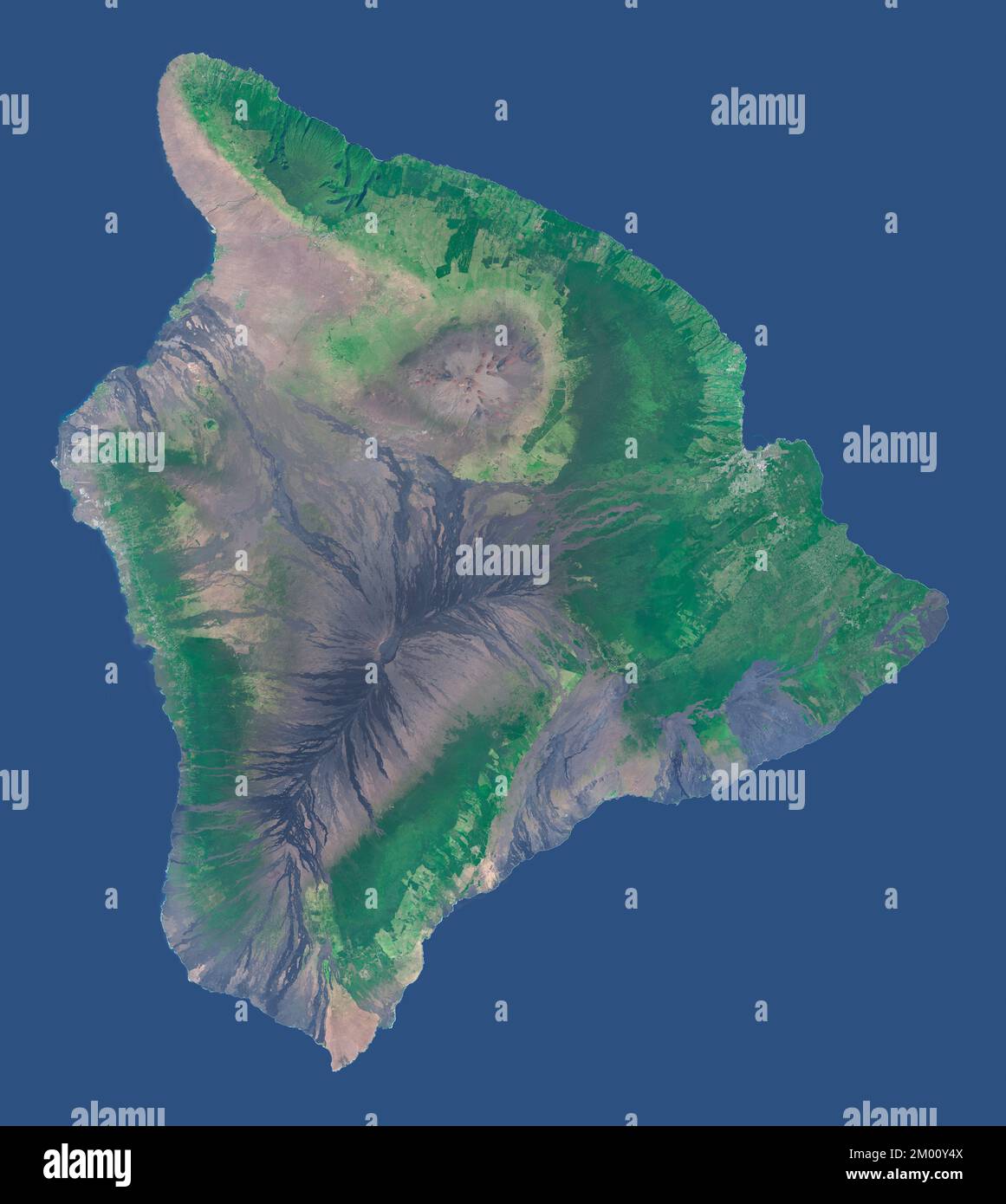 Satellite image mosaic of Big Island Hawaii Stock Photo