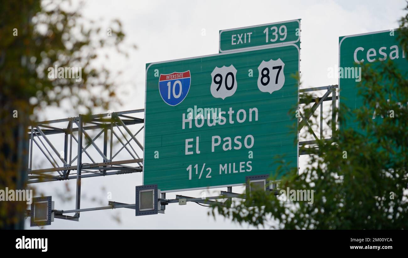 Freeway Signs to Houston and El Paso SAN ANTONIO, UNITED STATES