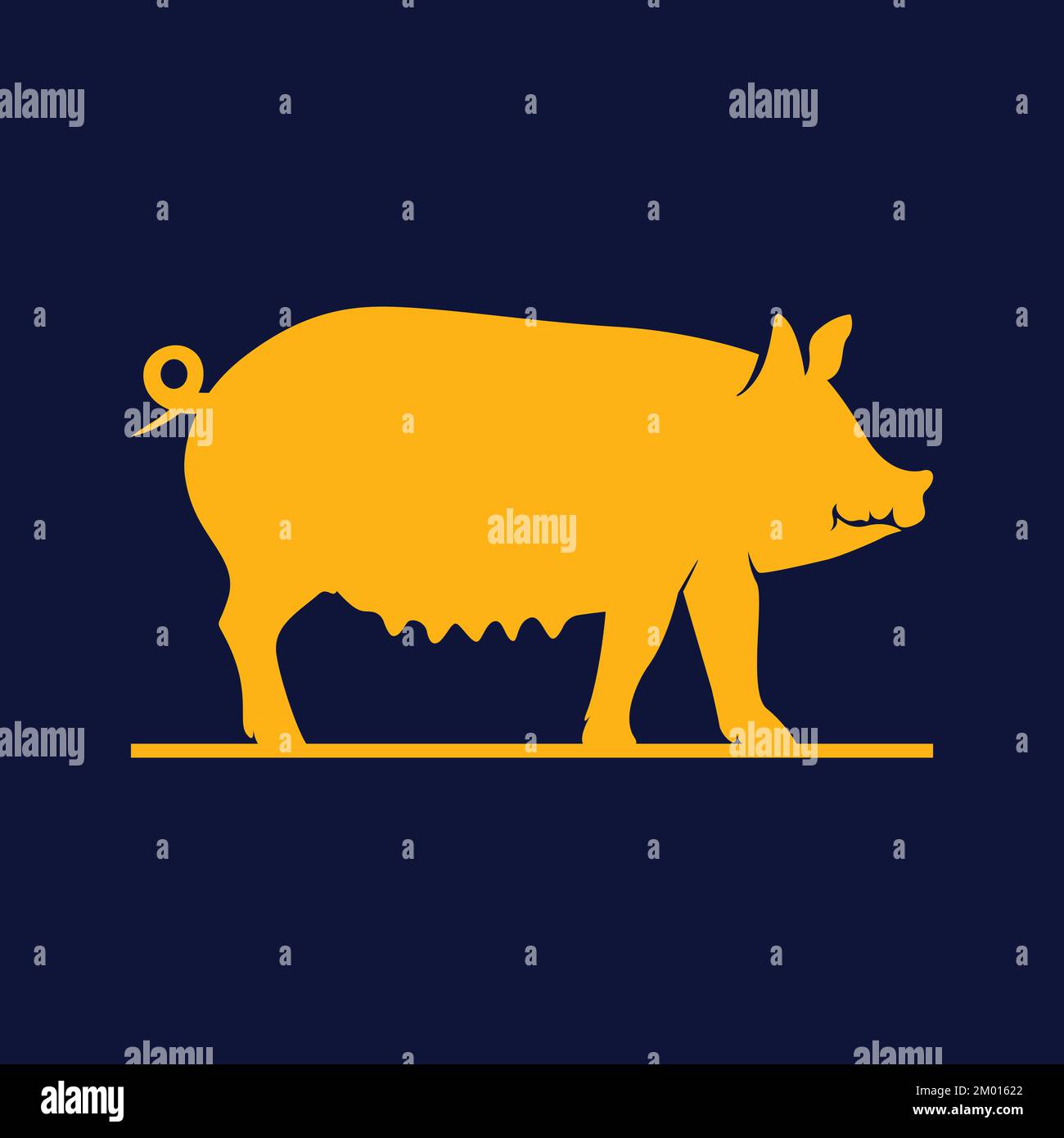 Design a silhouette pig with blue background vector template Stock Vector