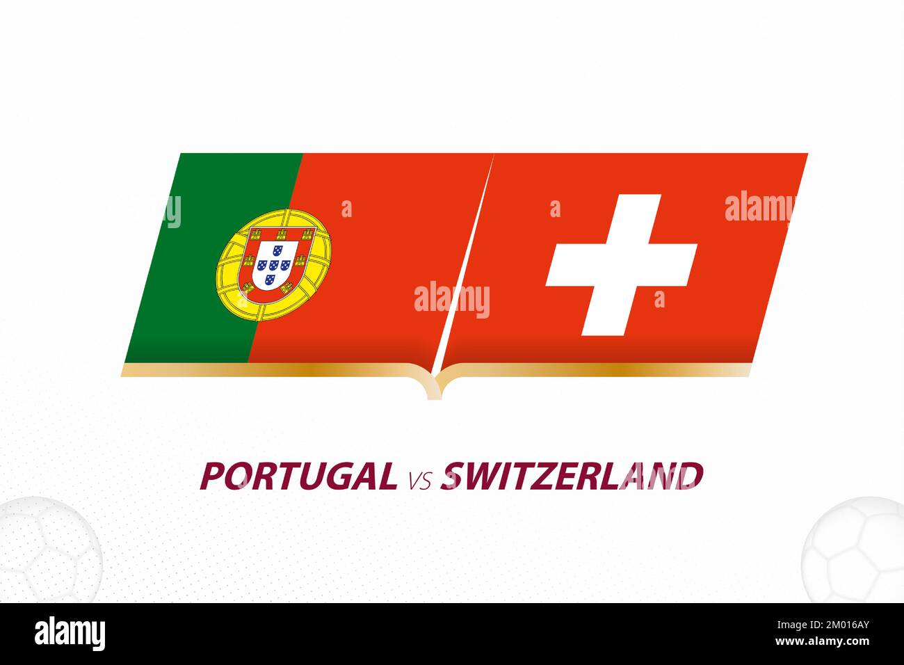 Portugal vs Switzerland in Football Competition, Round of 16. Versus icon on Football background