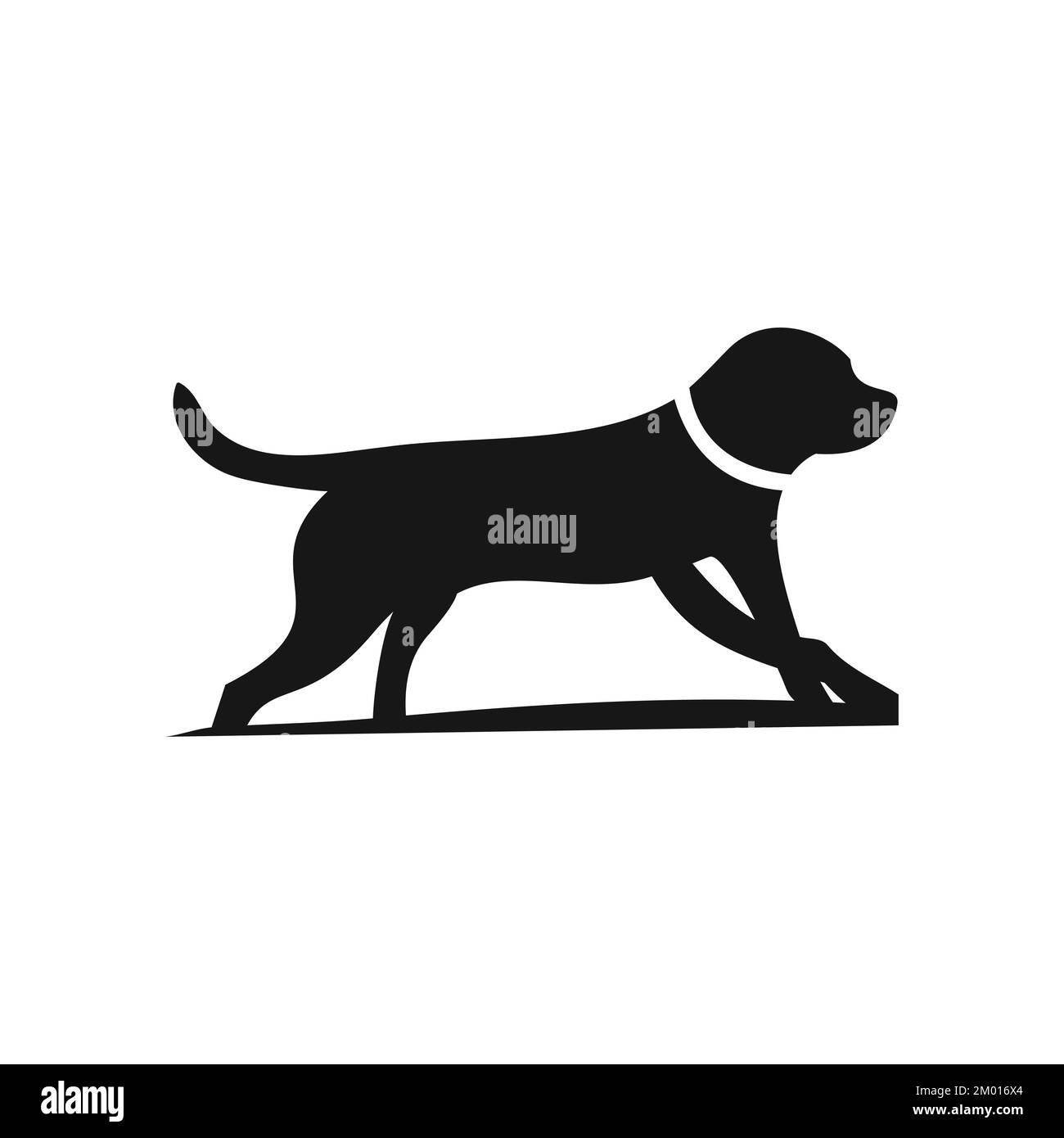 Design a black dog template with yellow background Stock Vector