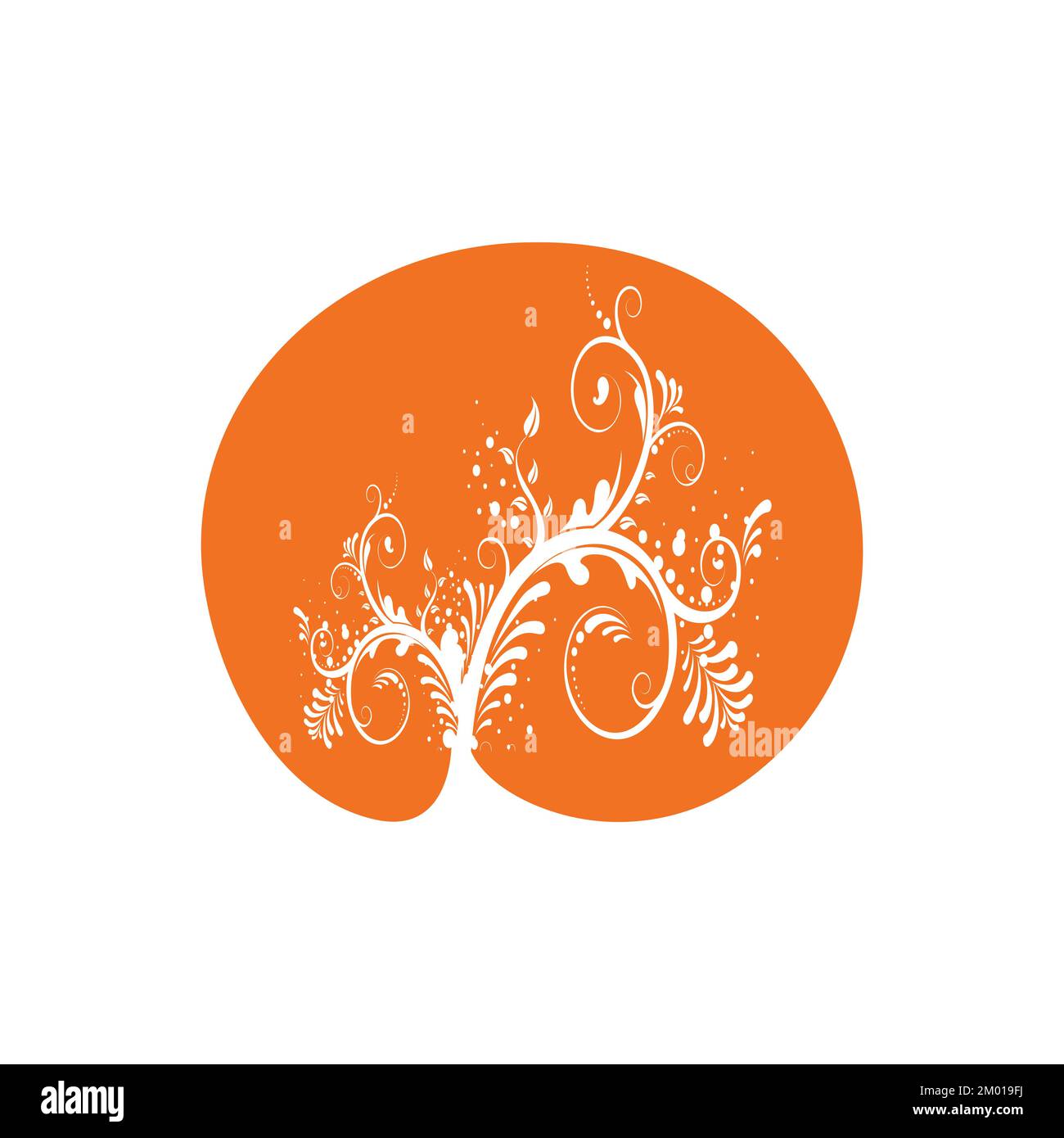 Organic nature tree vector template with orange round Stock Vector