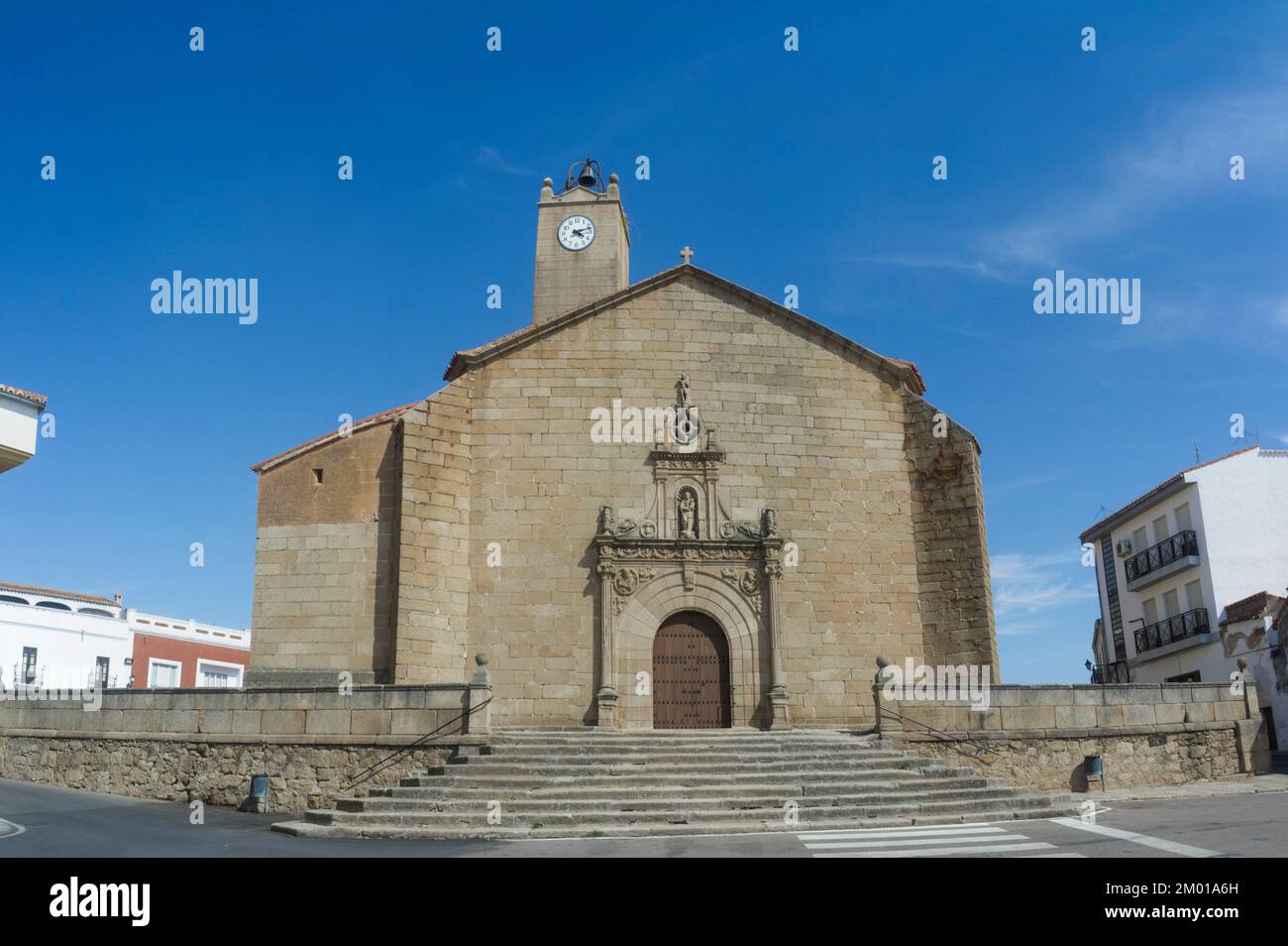Parish Church of Our Lady of the Assumption, Malparida de Caceres, Extremadura, Spain. Stock Photo