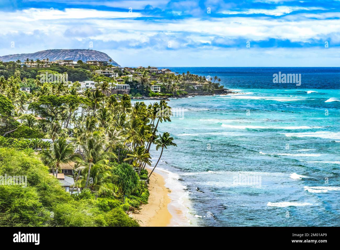 Colorful Homes Ocean Surf Suburbs Hawaii Kai Honolulu Oahu Hawaii Stock