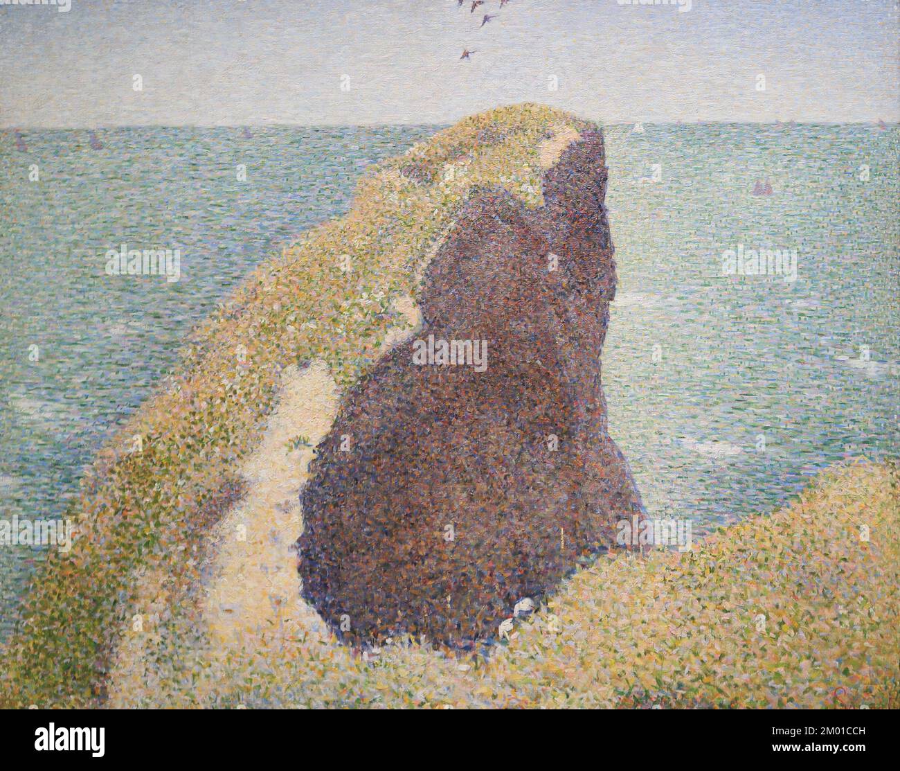 Le Bec du Hoc, Grandcamp by French post-impressionist painter Georges Seurat at the National Gallery, London, UK Stock Photo