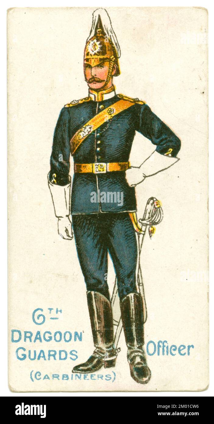 6th Dragoon Guards Officer (Carbineers). Cigarette cards Home and Colonial regiments. Place: U.K. Cigarette cards Trade cards. Stock Photo