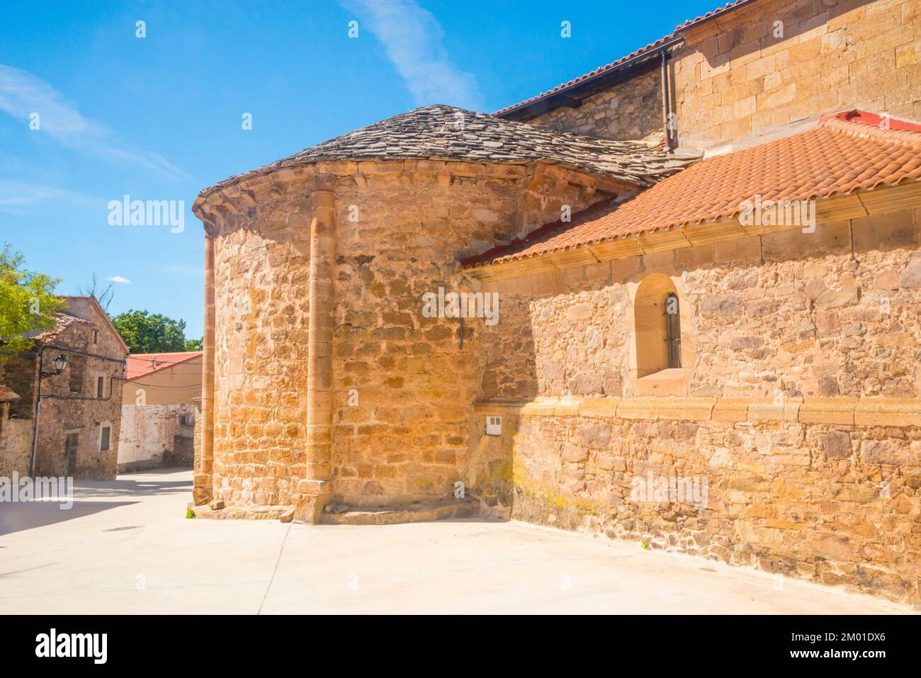 Apse of Virgen Blanca church. Aldealseñor, Soria province, Castilla Leon, Spain. Stock Photo