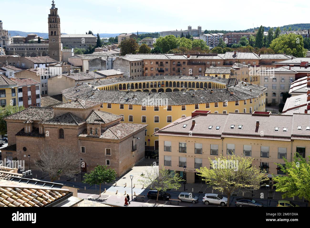 Tarazona city with bell tower and old bullring. Zaragoza, Aragón, Spain. Stock Photo