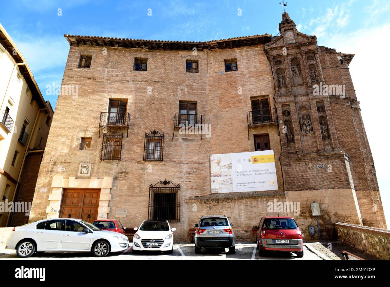 Tarazona city, Episcopal Palace (renaissance 16th century). External altarpiece. Zaragoza, Aragón, Spain. Stock Photo