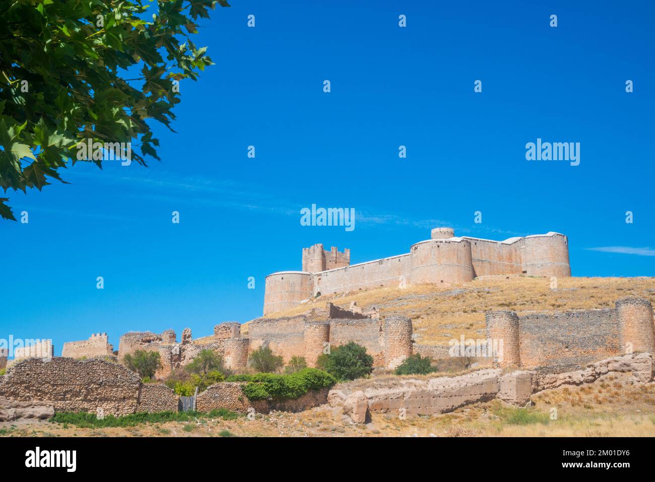 Medieval castloe and city walls. Berlanga de Duero, Soria province, Castilla Leon, Spain. Stock Photo