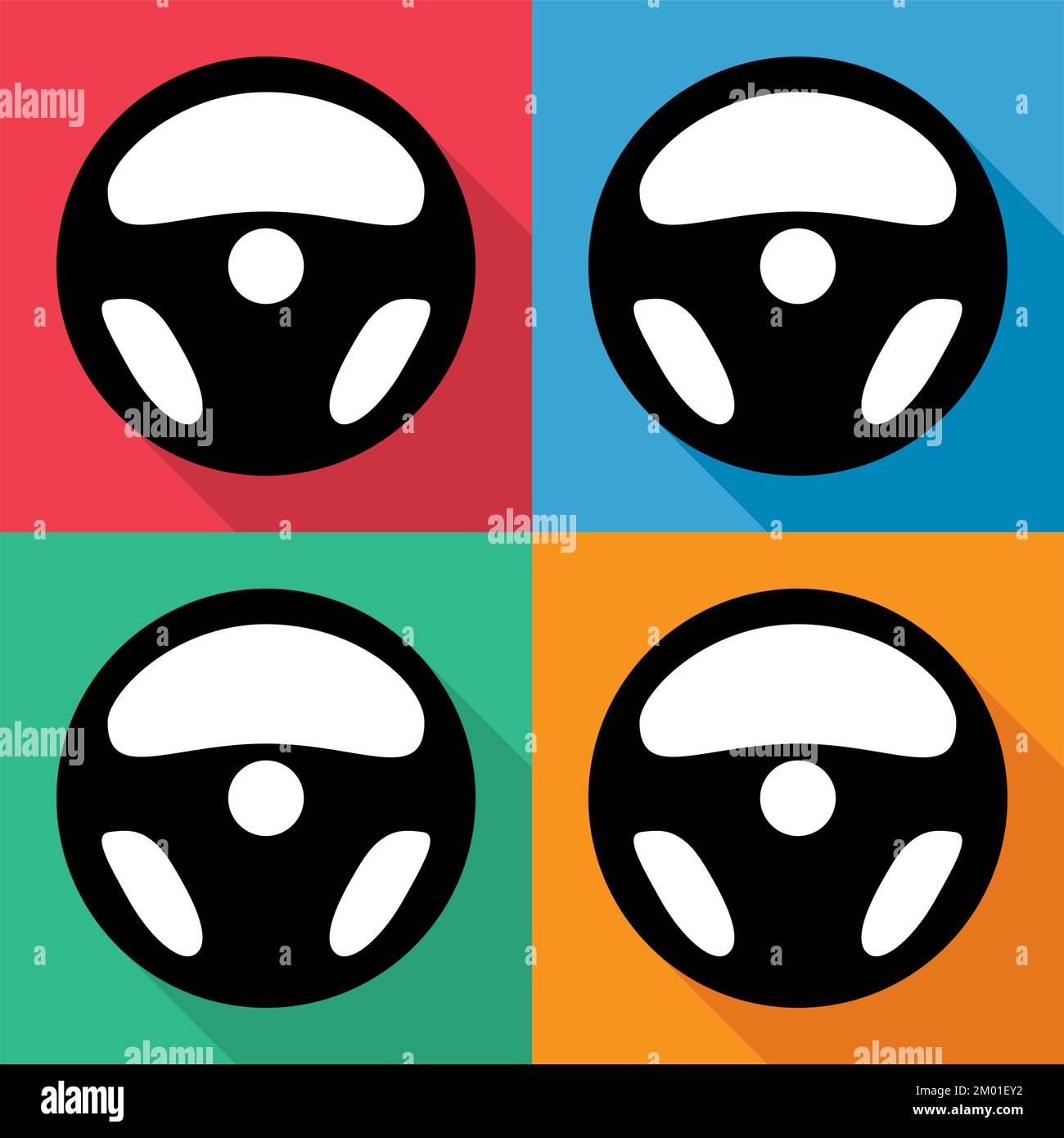 Set of Auto car steering wheel icon, vehicle tire rim symbol