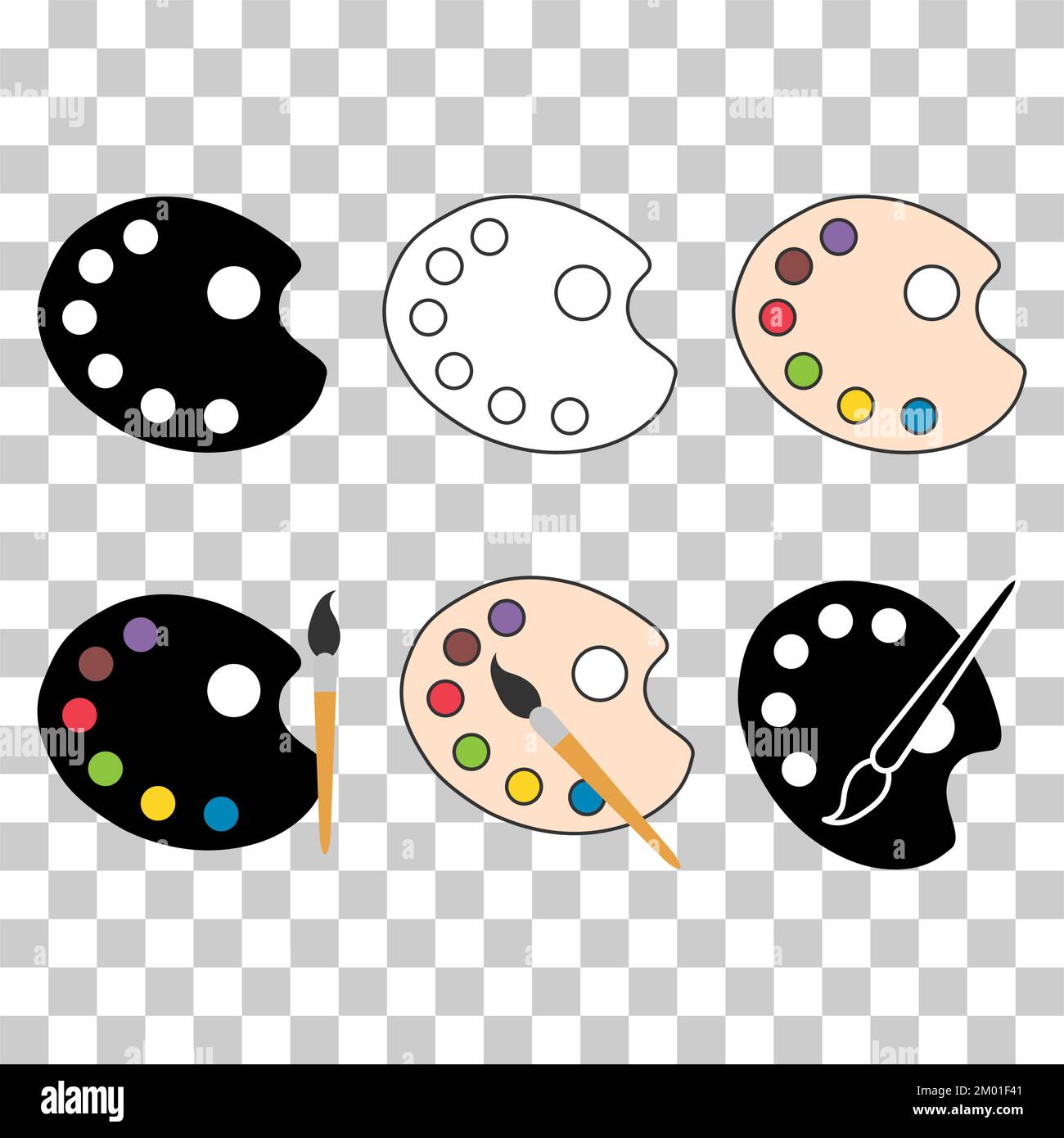 Set of Flat art tool palette paints color, artist web design graphic ...