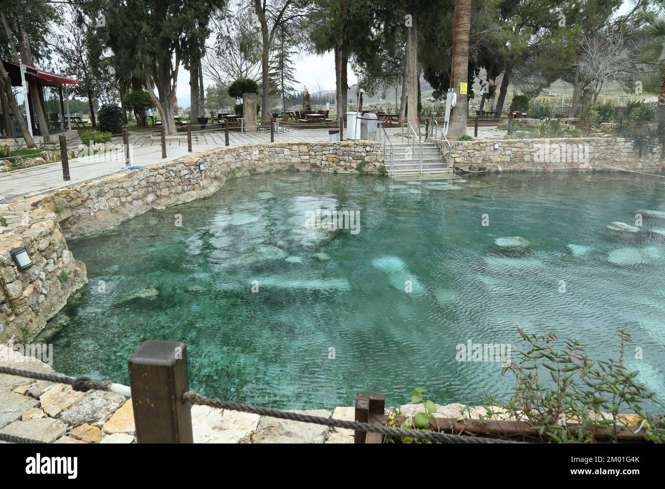 Cleopatra Antique Pools. Situated above the Pamukkale white travertine