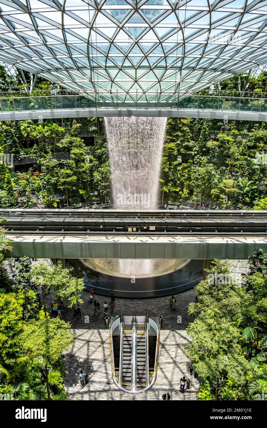 Jewel; the world’s tallest indoor waterfall at Changi Airport in
