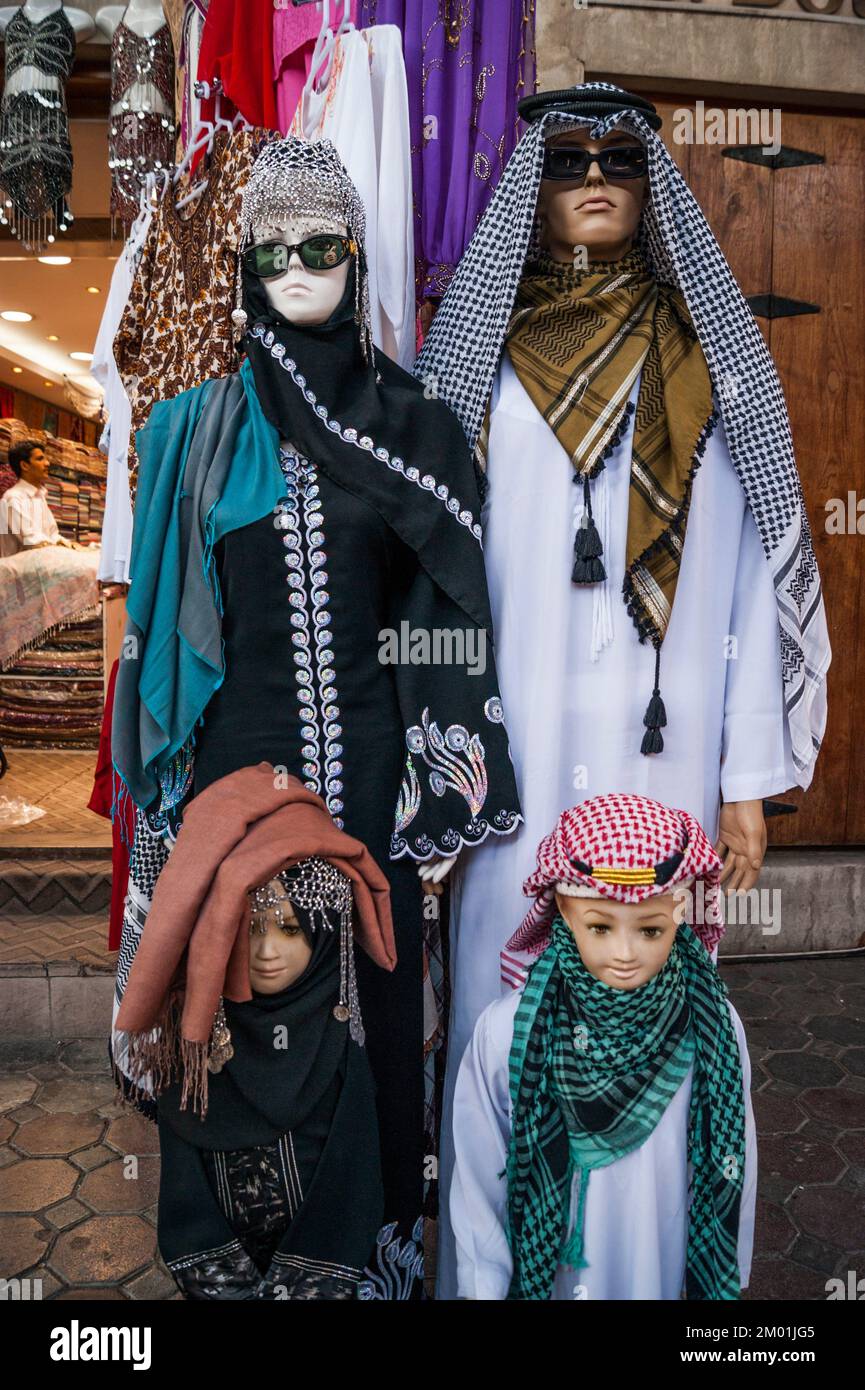 Mannequins in traditional dress. Dubai. United Arab Emirates. Middle