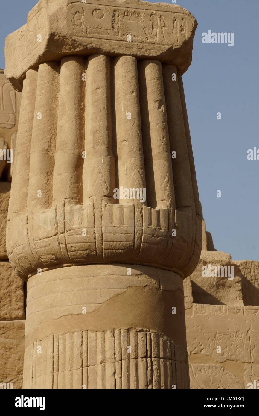Detail of lotus bud capital. Temple of Karnak. ElKarnak, Luxor