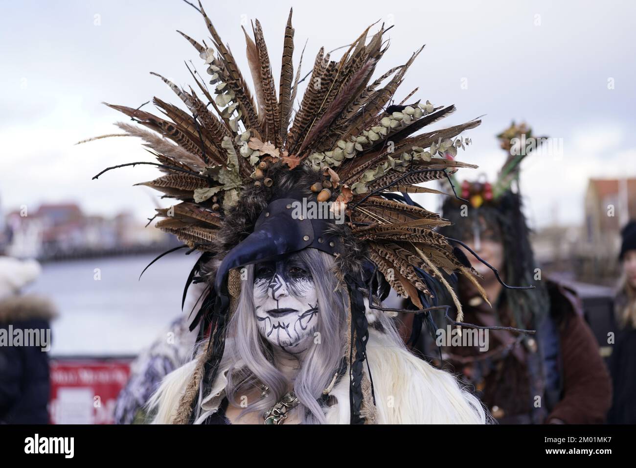 Participants gather ahead of the Whitby Krampus Run street parade in