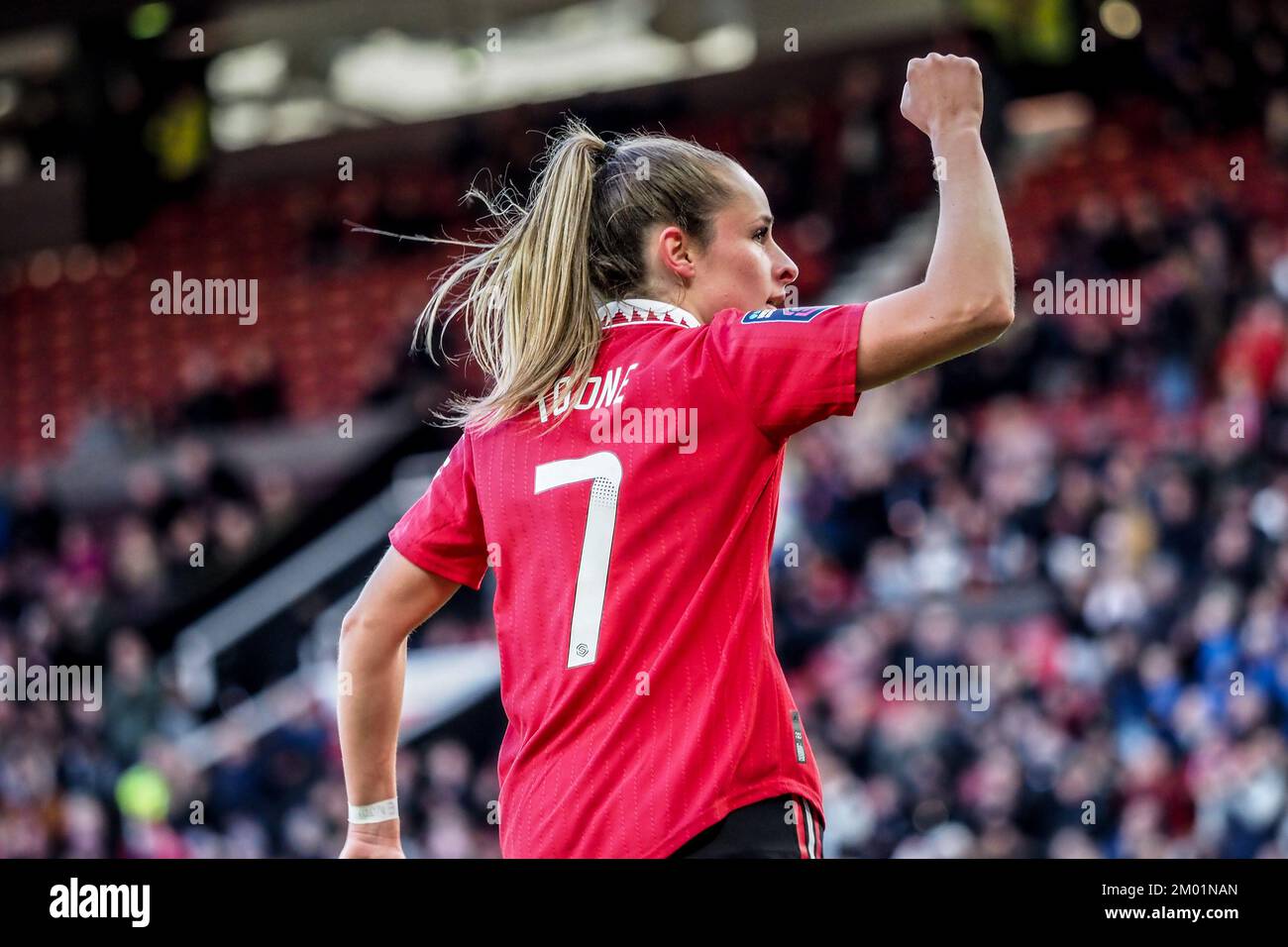 Manchester, UK. 03rd Dec, 2022. Manchester, England, December 3rd 2022: Ella Toone (7 Manchester United) celebrates after assisting Alessia Russo (23 Manchester United) for the third goal during the Barclays FA Womens Super League game between Manchester United and Aston Villa at Old Trafford in Manchester, England (Natalie Mincher/SPP) Credit: SPP Sport Press Photo. /Alamy Live News Stock Photo