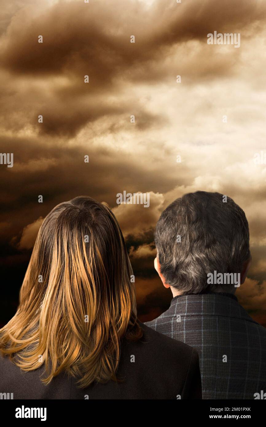 unknown man and woman standing, side by side Stock Photo