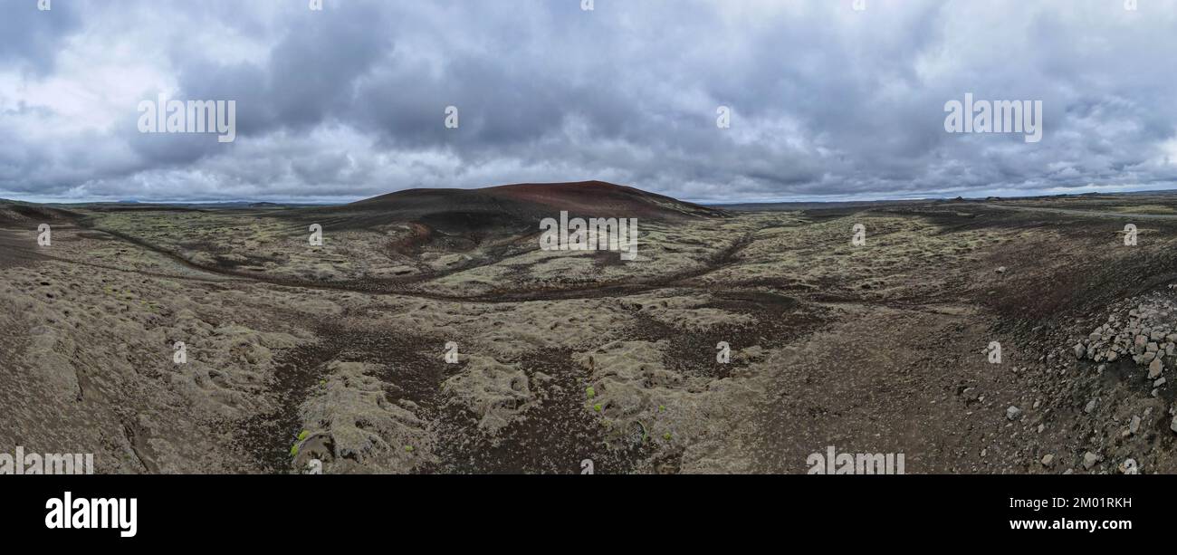Drone view at the crater of a vulcano on Iceland Stock Photo