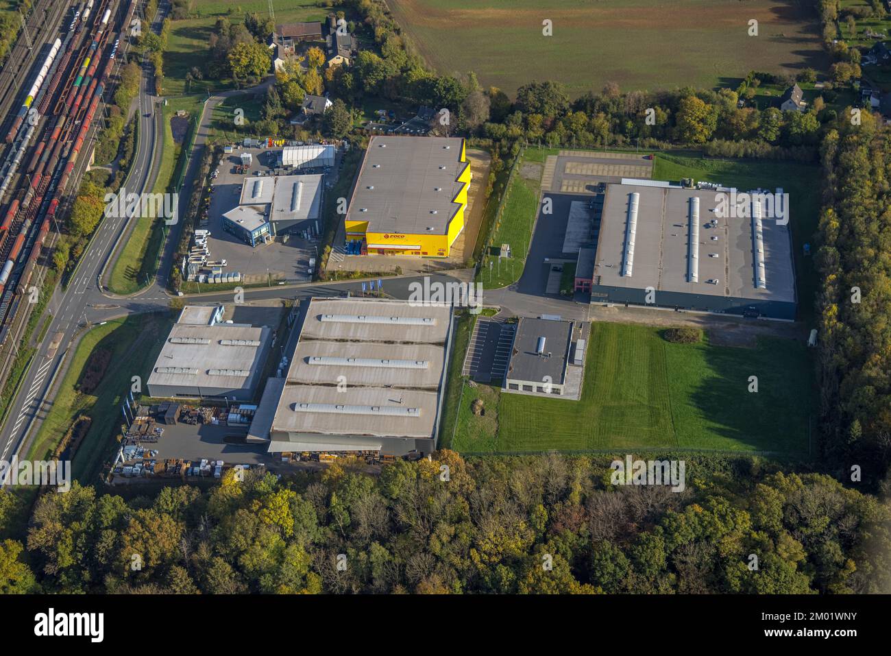 Aerial view, Volmarsteiner Straße industrial estate, Poco warehouse