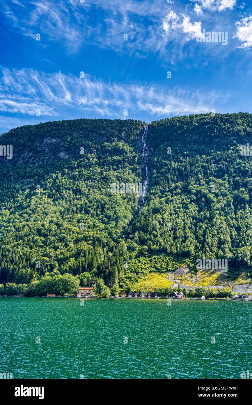 Sognefjord in sunny weather, Norway Stock Photo