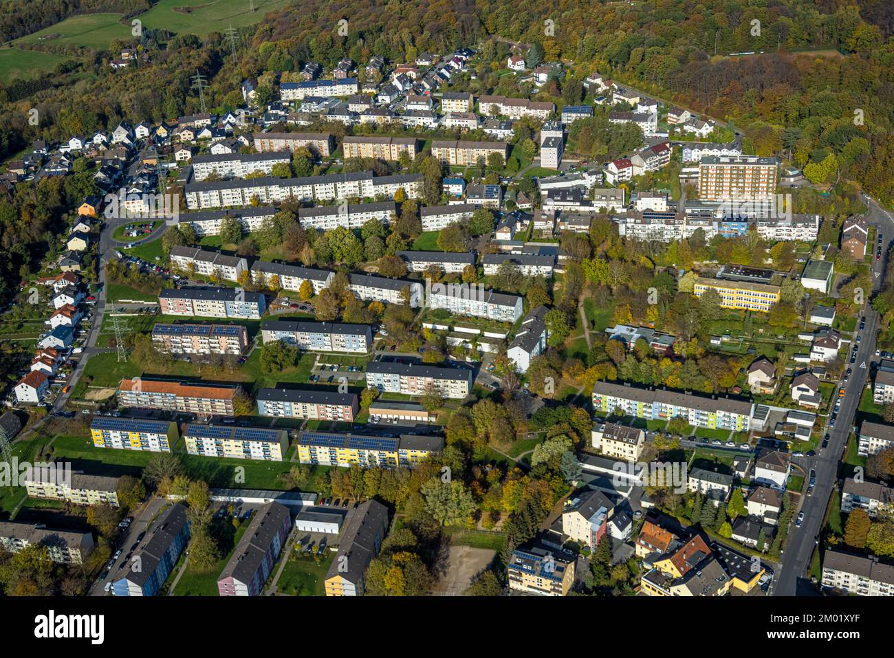 Aerial view, multifamily housing estate, Salzburger Straße, HaspeWest